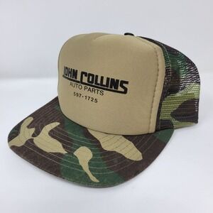 John‎ Collins Auto Parts Camo Trucker Hat Mesh Back Sportcap Brand Snapback